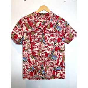 Men's Red Patterned Casual Button Down Shirt